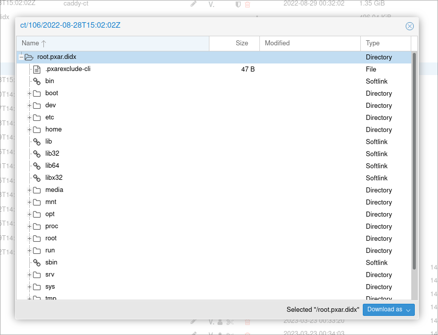 Browsing the file system of a LXC